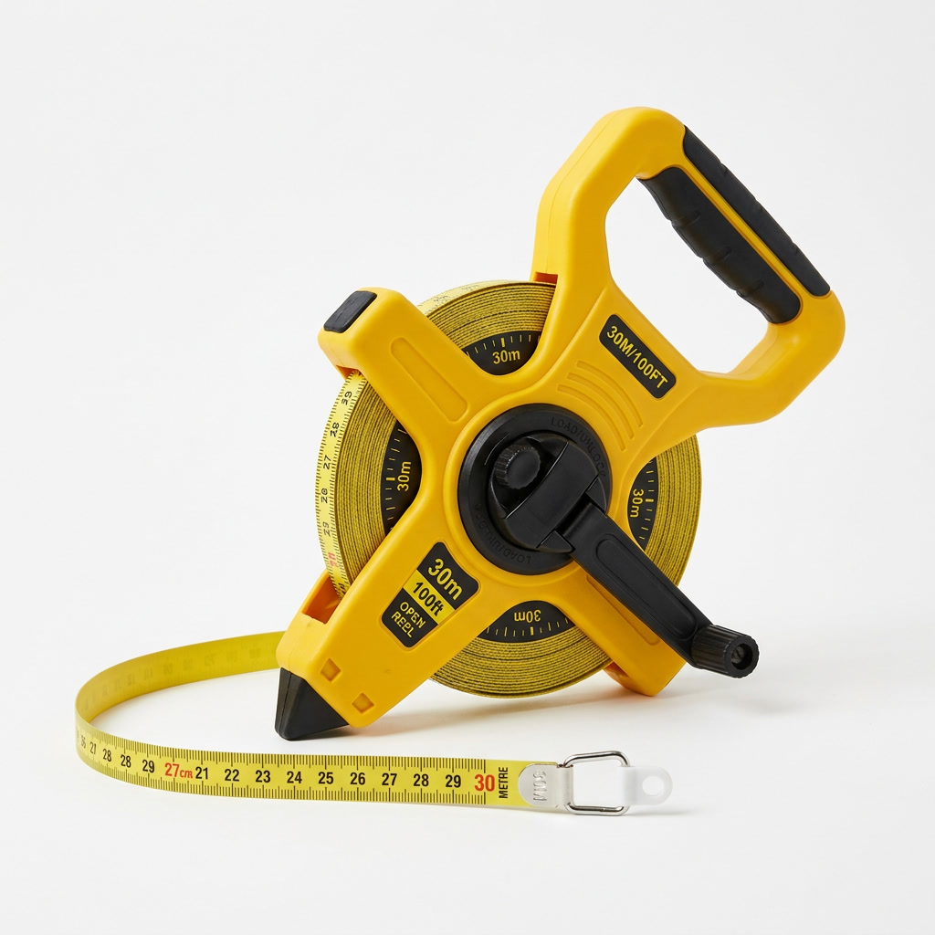 Guy's Favourite — a yellow professional long tape measure with a triangular handle